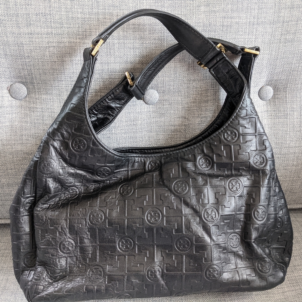 Tory Burch Leather Logo Hobo Hand Bag